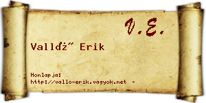 Valló Erik névjegykártya